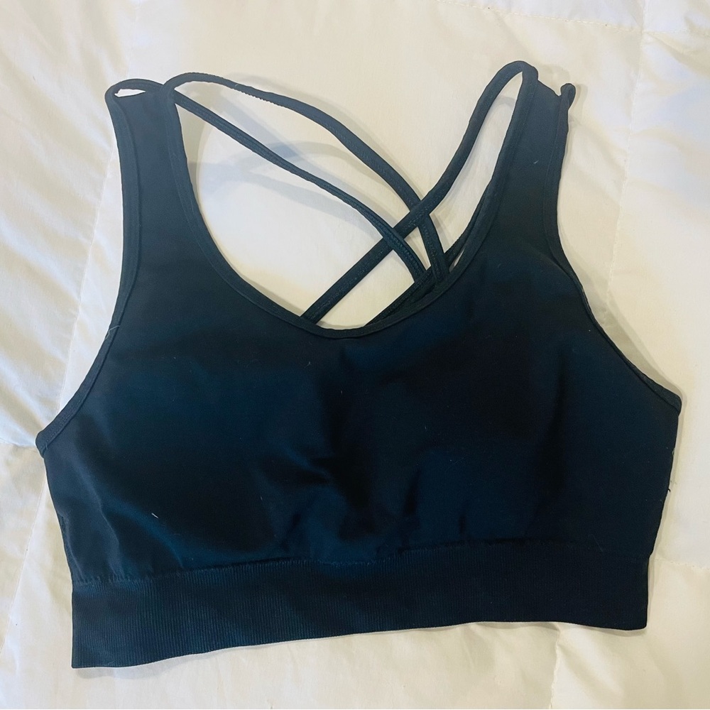 Alphalete Black Strappy Sports Bra, Size S